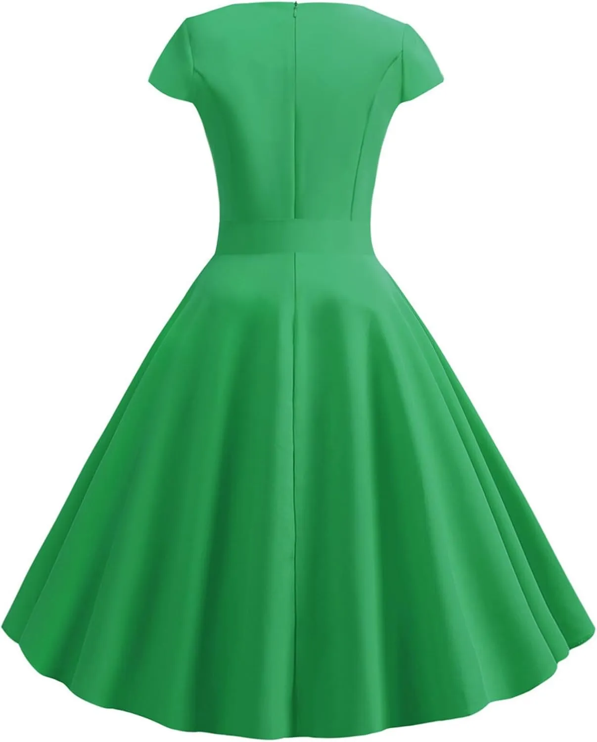 1950s Dresses for Women 2025 Vintage Crewneck Cap Sleeve Swing A-Line Midi Sundress Rockabilly Cocktail Tea Party Dress