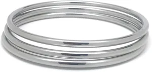 3mm Classic Round Chunky Stainless Steel Bangle Bracelets for Women 8 Inch and 9 Inch for Larger Wrists