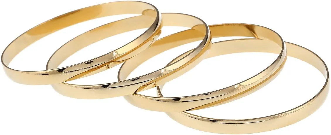 4pcs Plain Bangles Dubai Gold Jewelry Bangles African Glossy Bangles & Bracelets