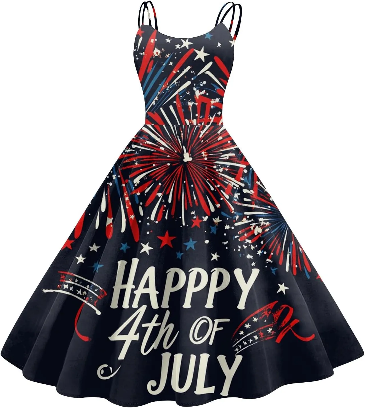 4Th of July Dress Women Plus Size Midi Red White and Blue Dresses Sleeveless Patriotic Dress Holiday Festival Dresses