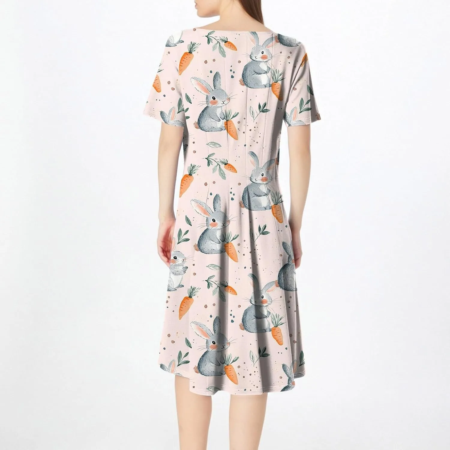 4th of July Dresses for Women midi red White and Blue Summer Dress Round Neck a line Short Sleeve Formal Dress Elegant