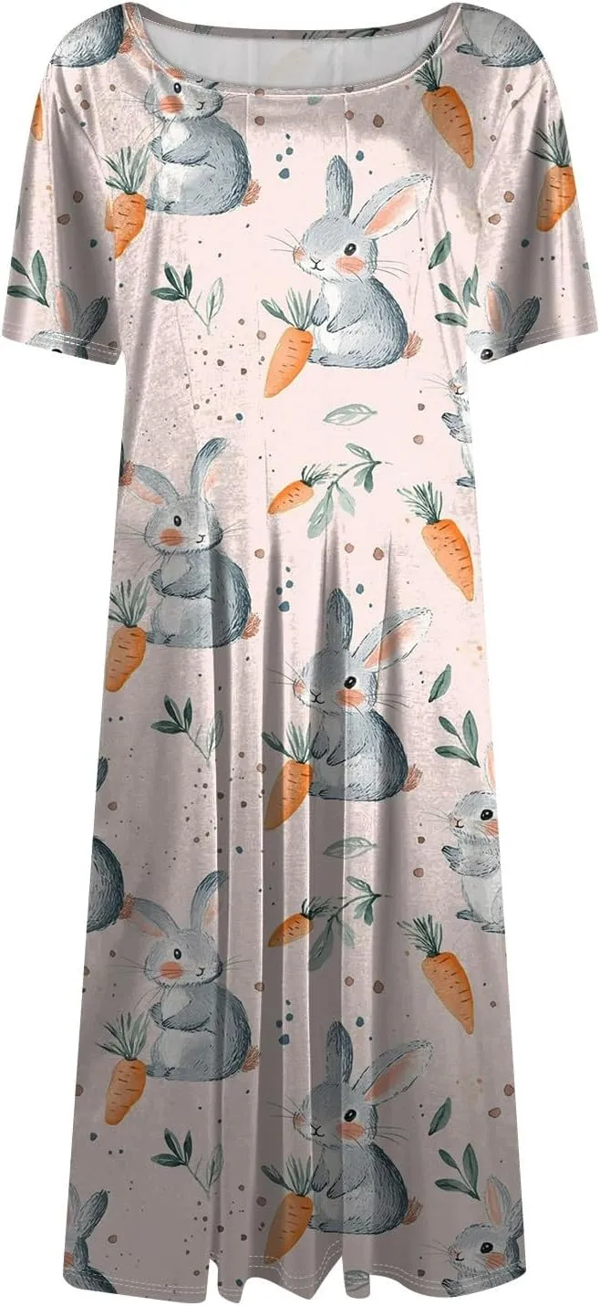 4th of July Dresses for Women midi red White and Blue Summer Dress Round Neck a line Short Sleeve Formal Dress Elegant