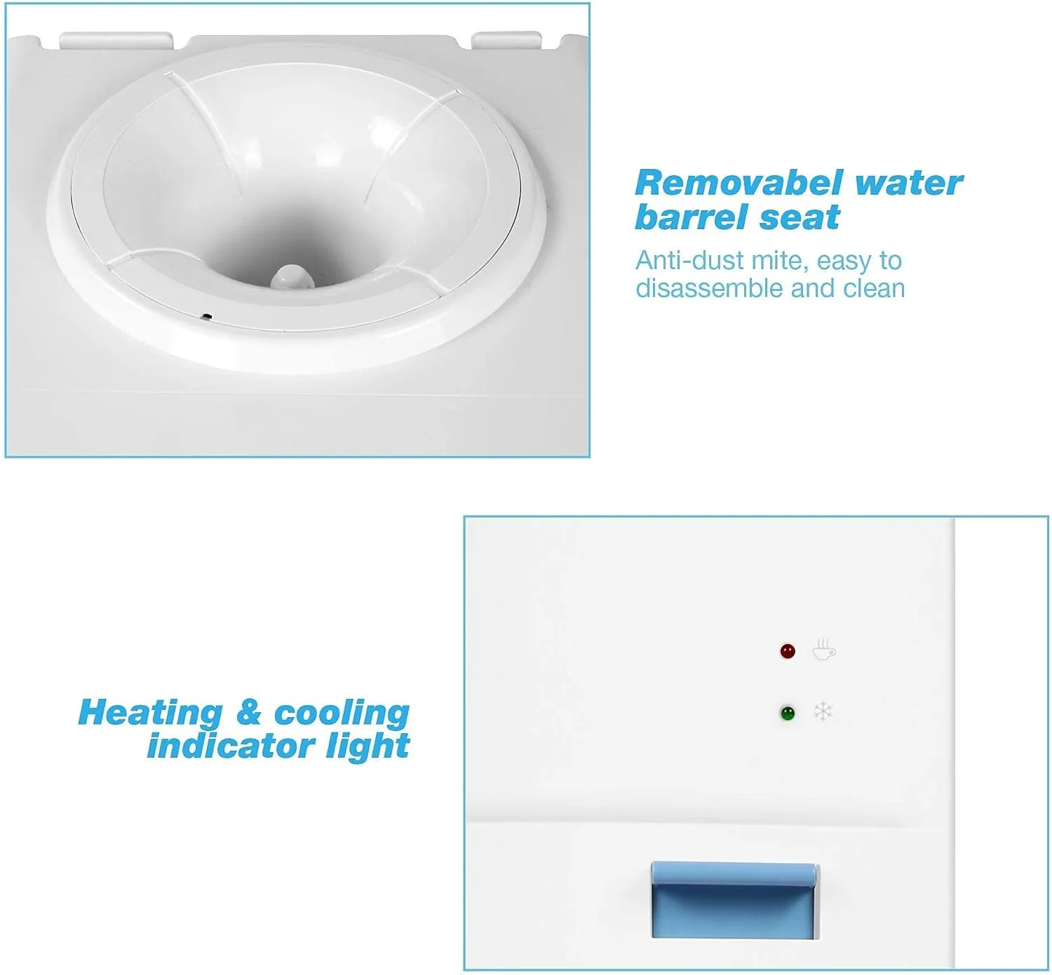 5 Gallons Hot and Cold Top Loading Water Dispenser with Child Safety Lock, White