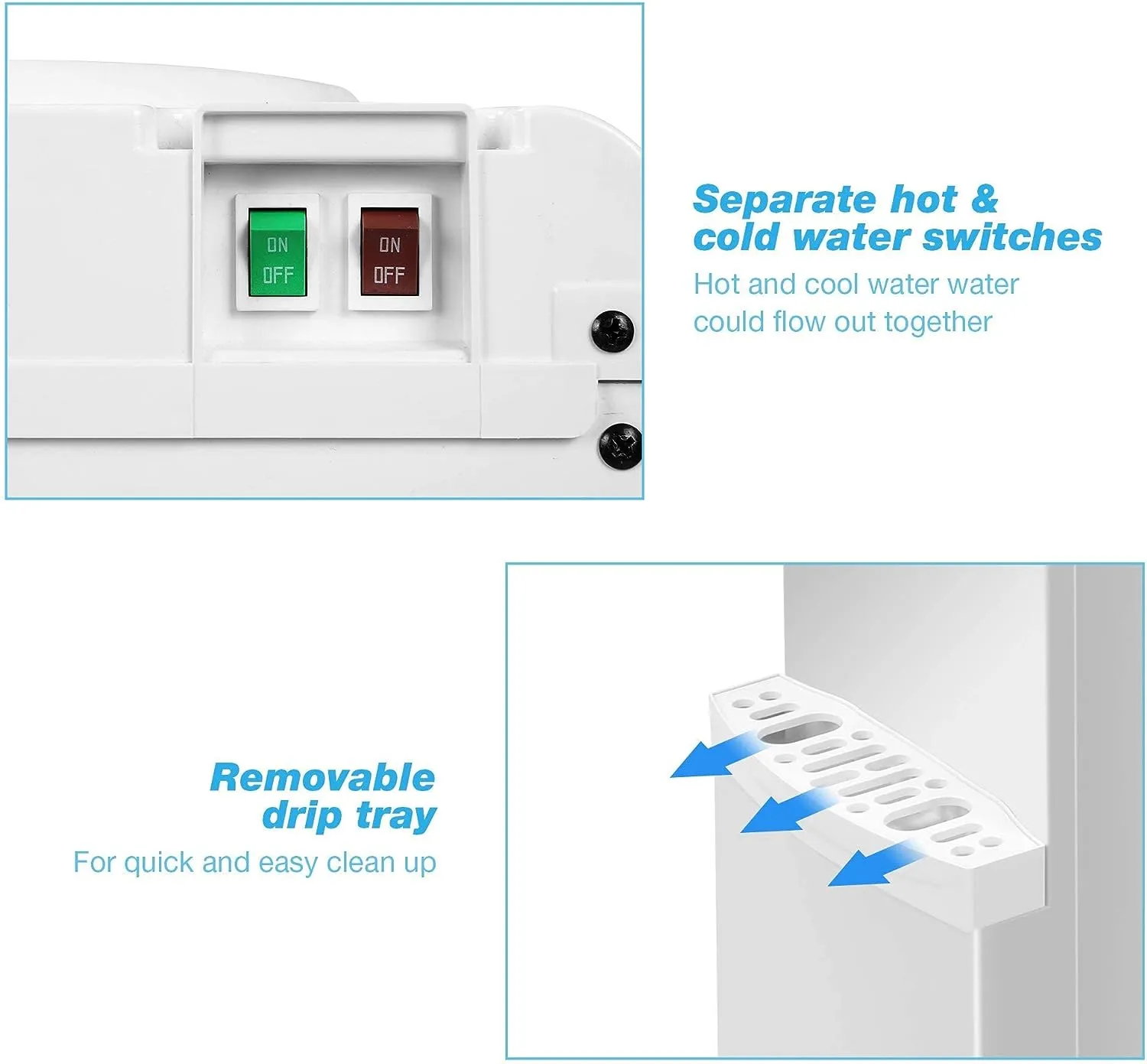 5 Gallons Hot and Cold Top Loading Water Dispenser with Child Safety Lock, White