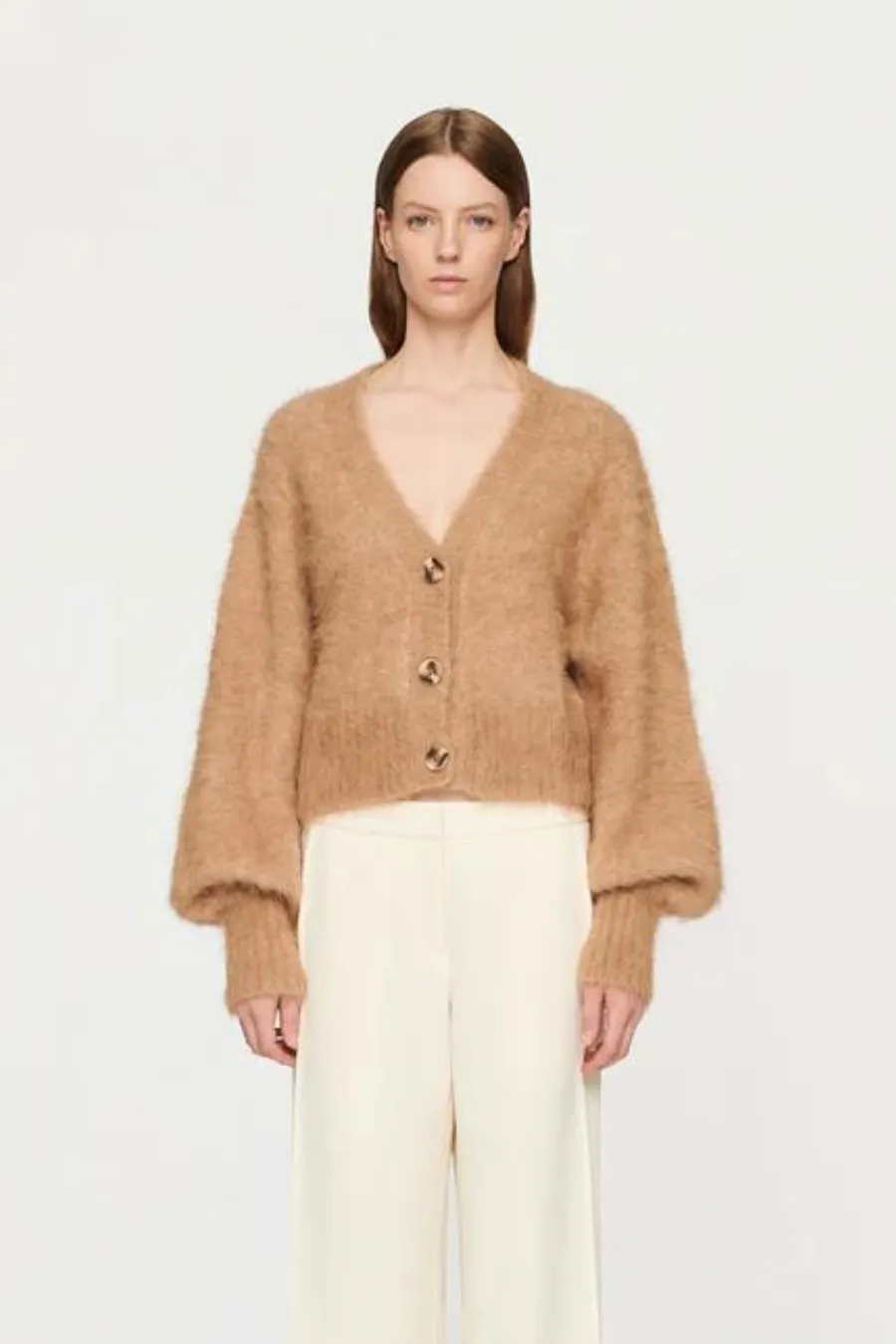 Abby Fluffy Cardigan Tan