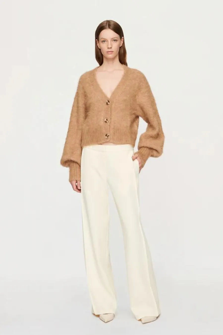 Abby Fluffy Cardigan Tan