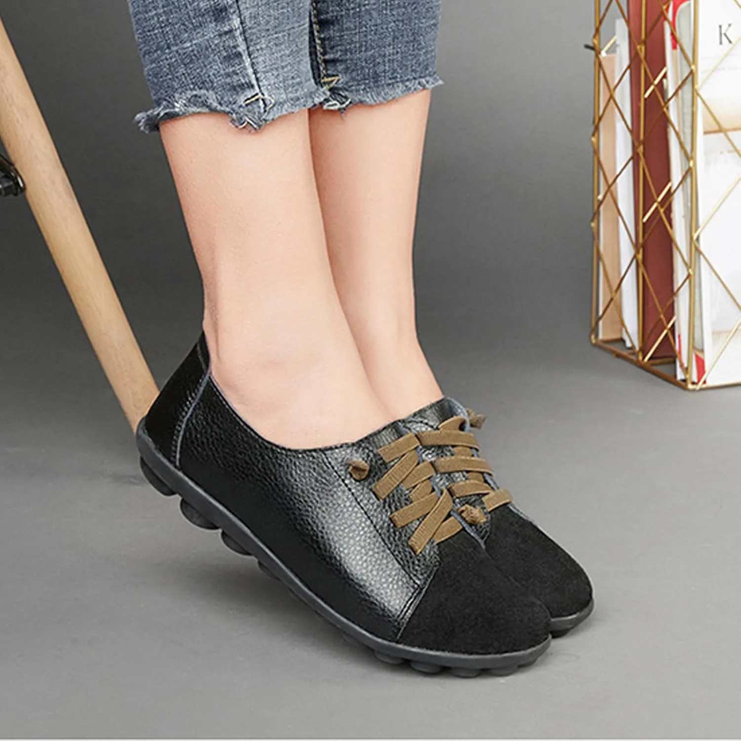 Aceptolcom Women Orthopedic Shoes Women Slip-on Shoes Penny Loafers Leather Loafers Dress Shoes Work Shoes Business Shoes