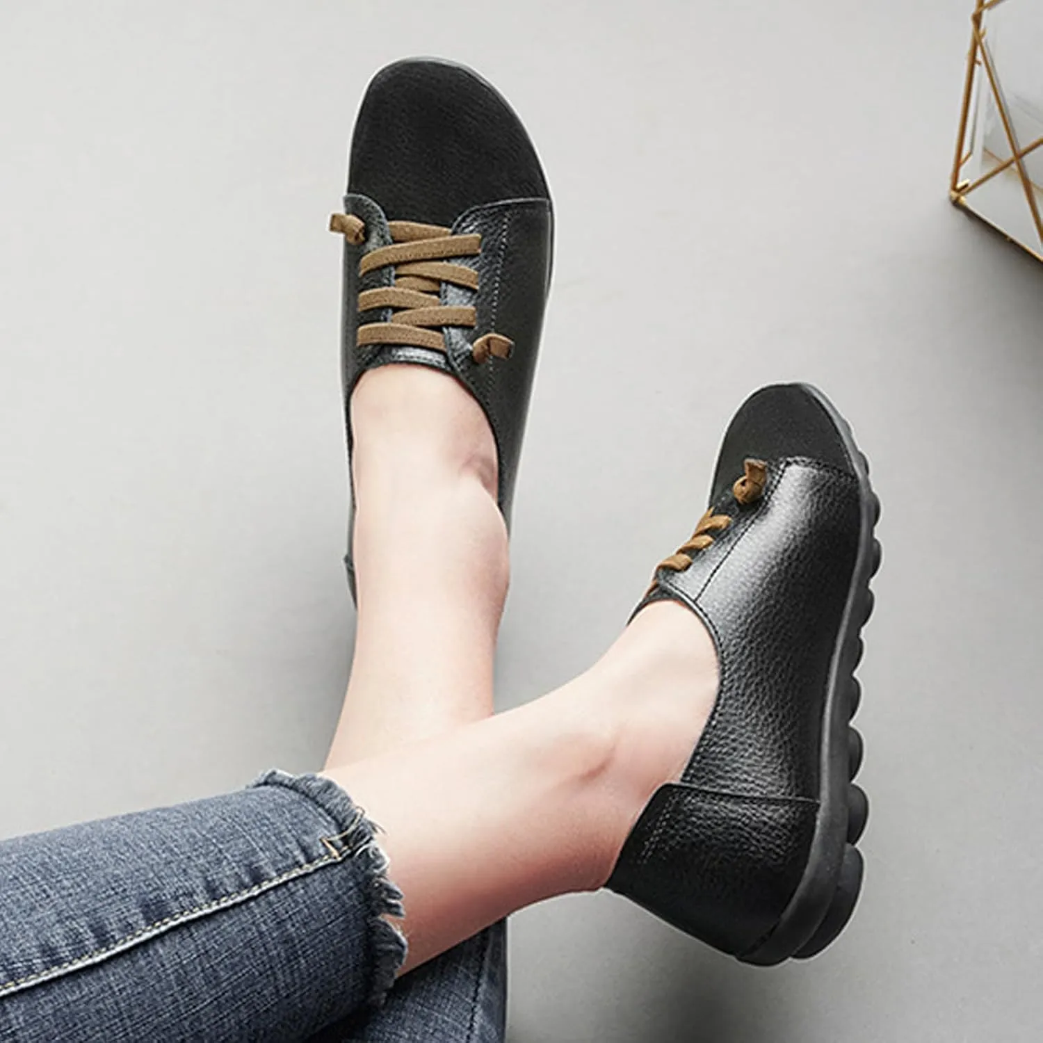 Aceptolcom Women Orthopedic Shoes Women Slip-on Shoes Penny Loafers Leather Loafers Dress Shoes Work Shoes Business Shoes