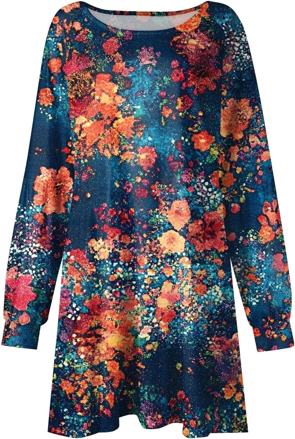 ADHOWBEW Summer Dresses for Women 2025 Long Sleeve Trendy Plus Size Sexy Casual Round Neck Midi Dresses