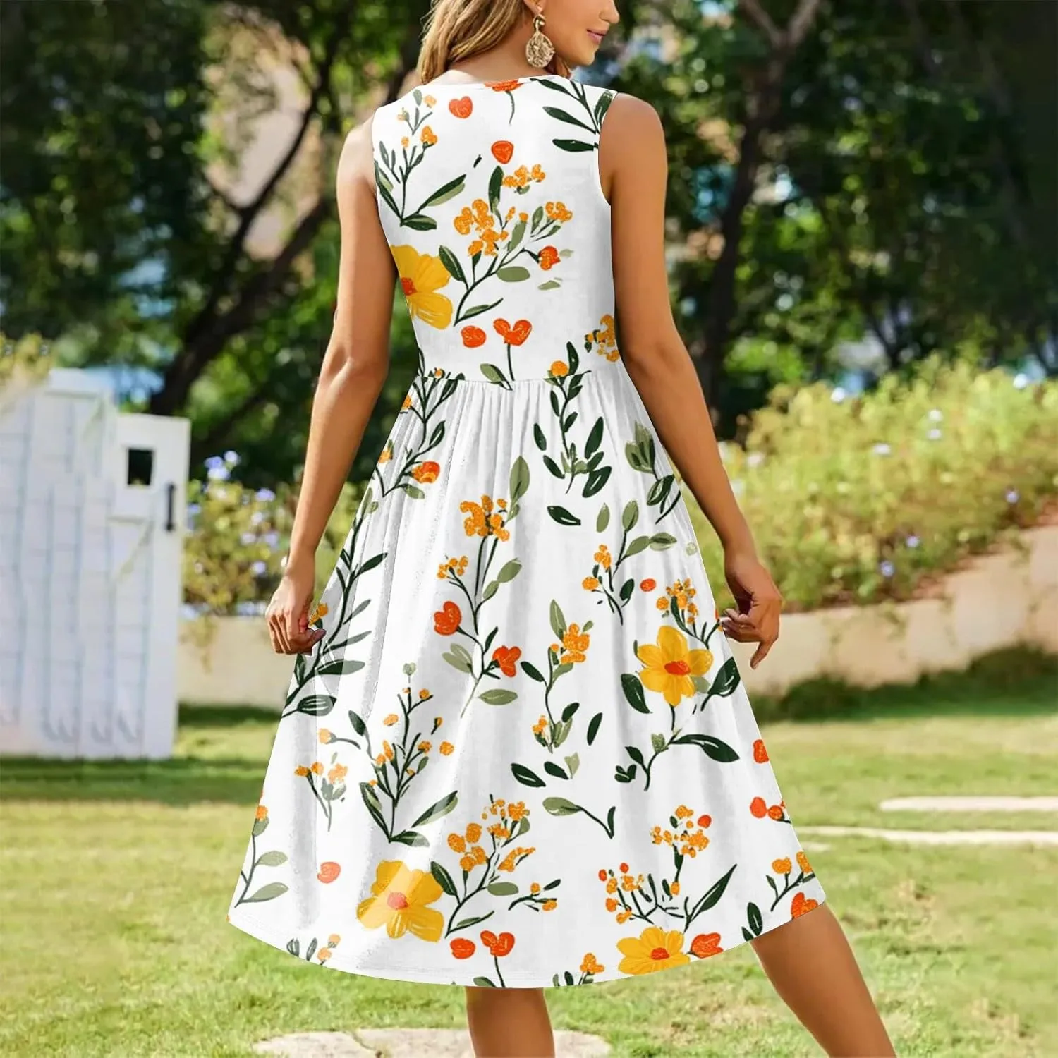 ADHOWBEW Summer Dresses for Women 2025 Plus Size Sleeveless Casual Sexy Round Neck Flowy Vacation Dresses