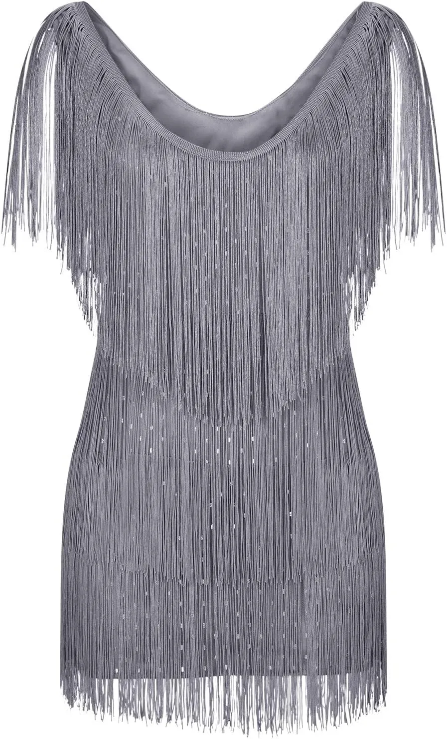 Akklian Women's Fringed Sparkly Sequin Dress Fashion Flapper Plus Size Tassels Dress Evening Party Dance Mini Cocktail Dress