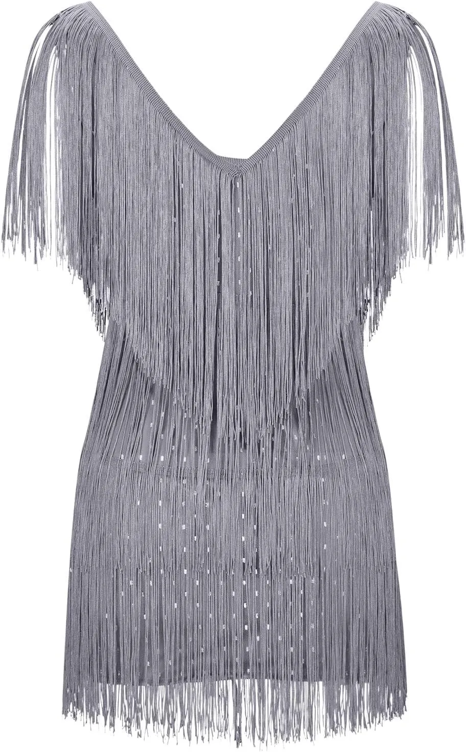 Akklian Women's Fringed Sparkly Sequin Dress Fashion Flapper Plus Size Tassels Dress Evening Party Dance Mini Cocktail Dress