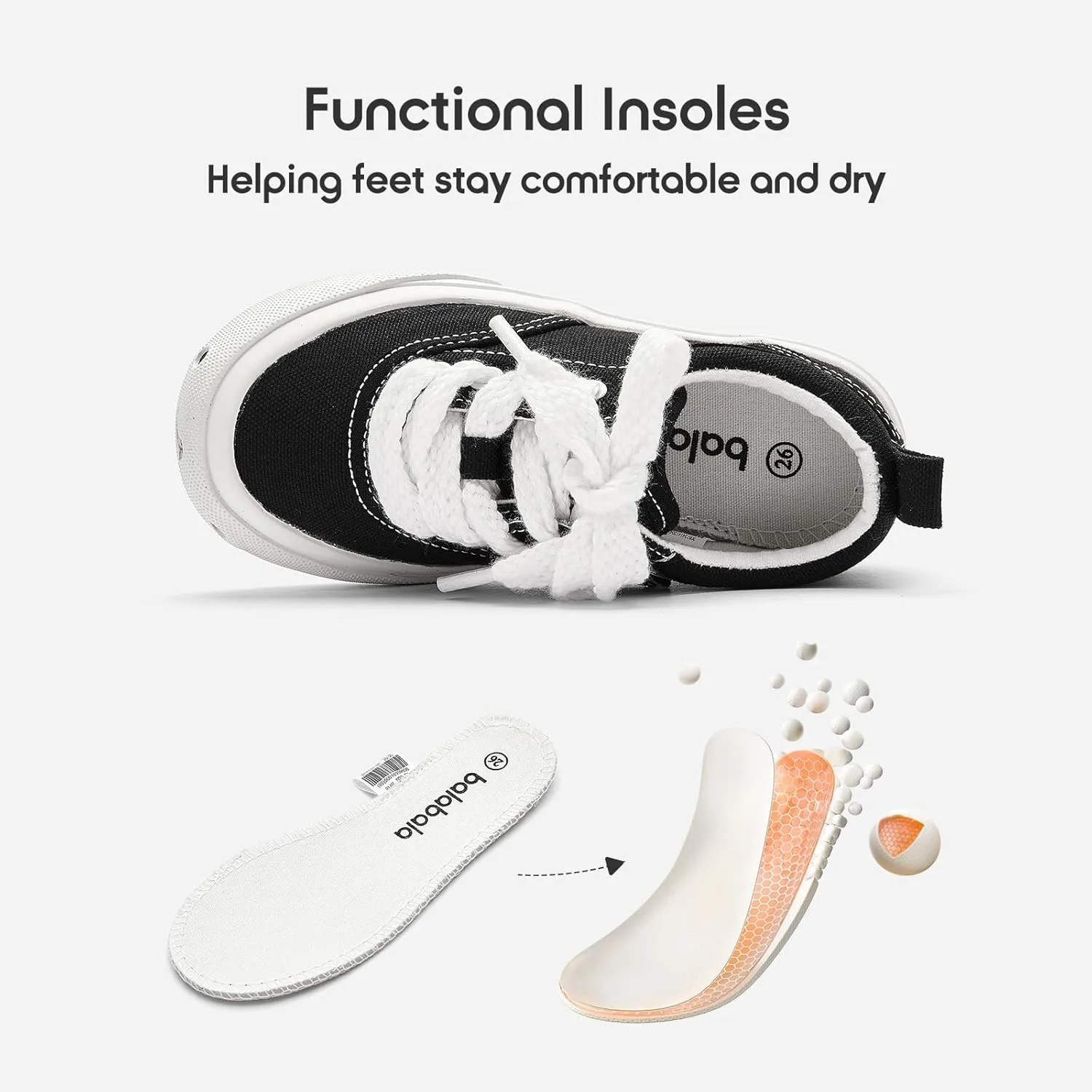 Balabala Toddler Sneakers for Boys and Girls Dual Hook and Loops Sneakers Slip On Canvas Shoes Soft and Durable
