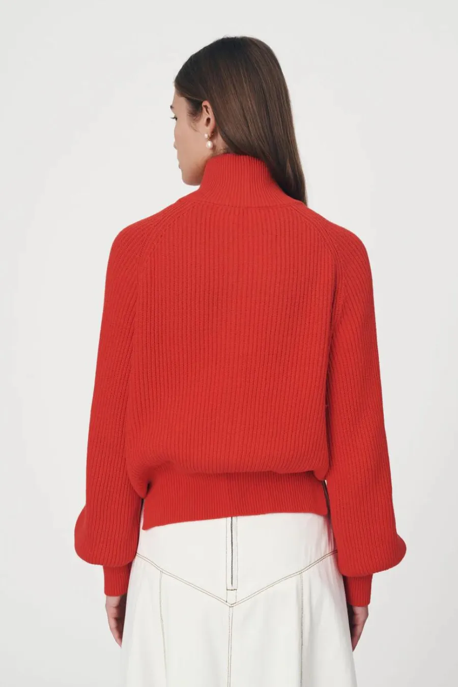 Banjo Zip Knit Cardigan Crimson Red