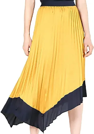 Bar III Asymmetrical Tipped Pleated Midi Skirt, Varsity Gold 8