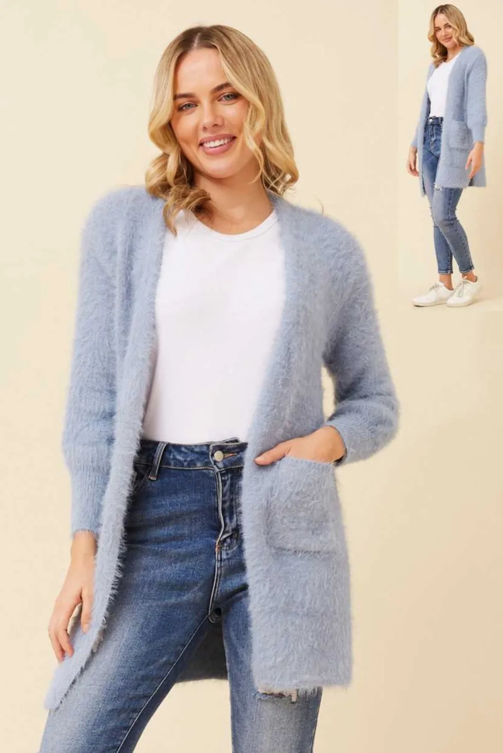 Beach Blue Stretch Cardigan