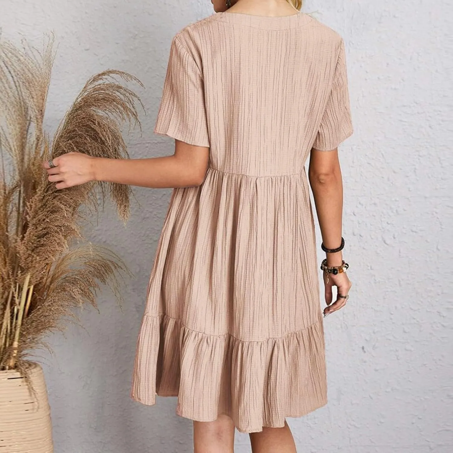 Beach Dresses for Women,2025 Summer V Neck Sleeveless Mini Dresses Ruffle a Line Short Dress Boho Flowy Sundress
