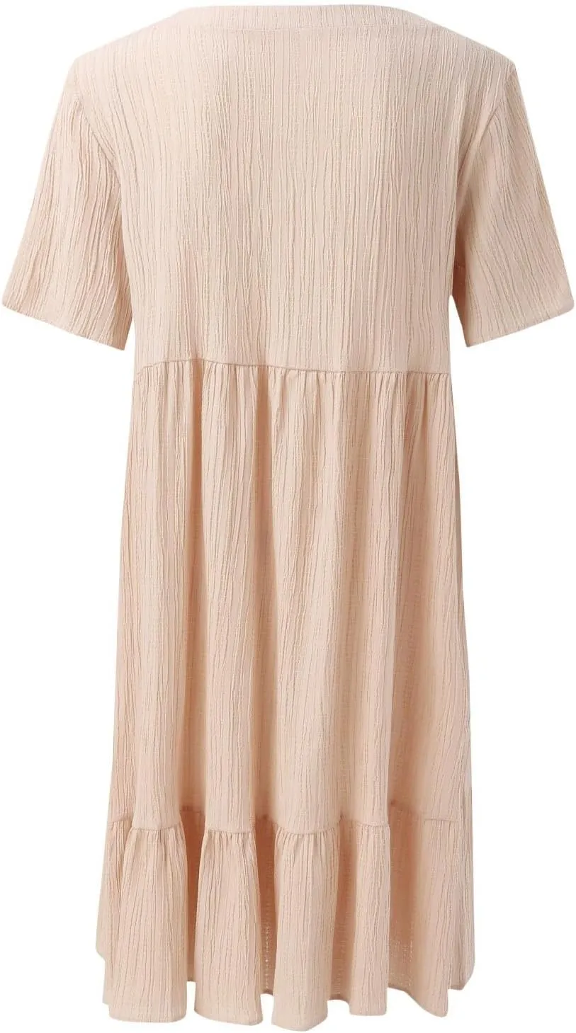 Beach Dresses for Women,2025 Summer V Neck Sleeveless Mini Dresses Ruffle a Line Short Dress Boho Flowy Sundress