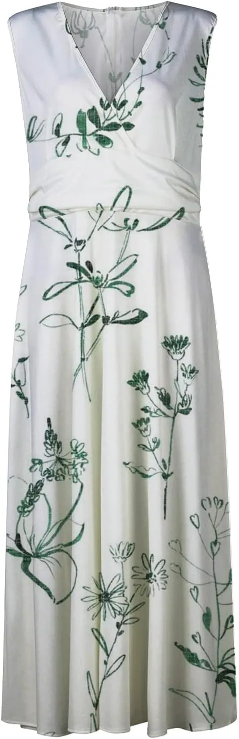Beach Dresses for Women,Spring Summer Trendy Elegant V Neck Wrap Floral Boho Dress Flowy Ruched Hawaiian Maxi Dress