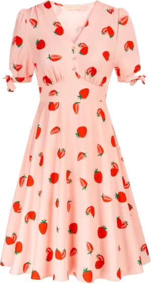Belle Poque Women Vintage Dress V Neck Puff Sleeve Cocktail Dresses Vintage Tea Party Dresses