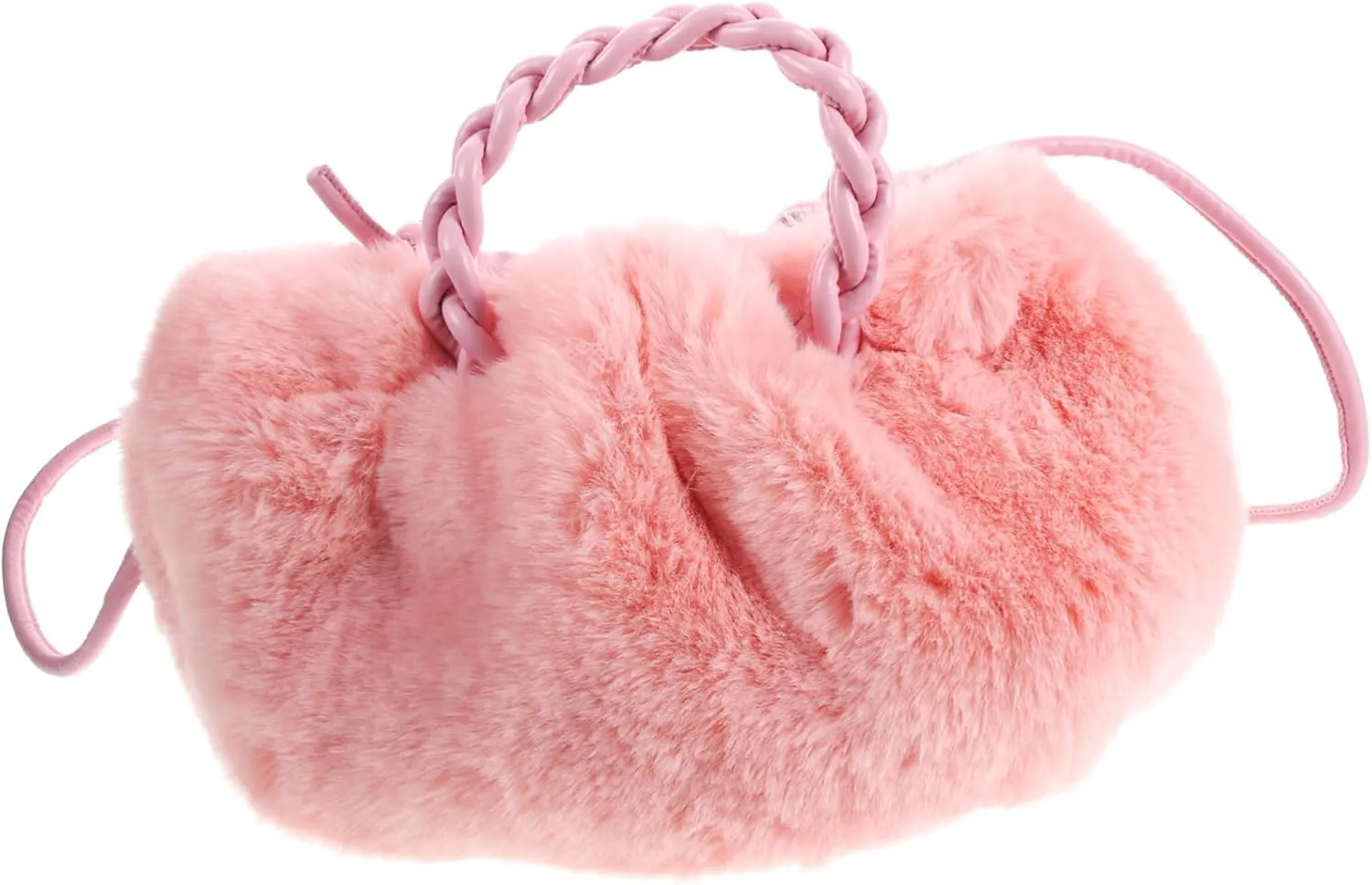 BESPORTBLE 1Pc Plush Bucket Bag for Women Stylish Winter Handbag Portable Messenger Bag Pink for Day Trips College and Casual Outings