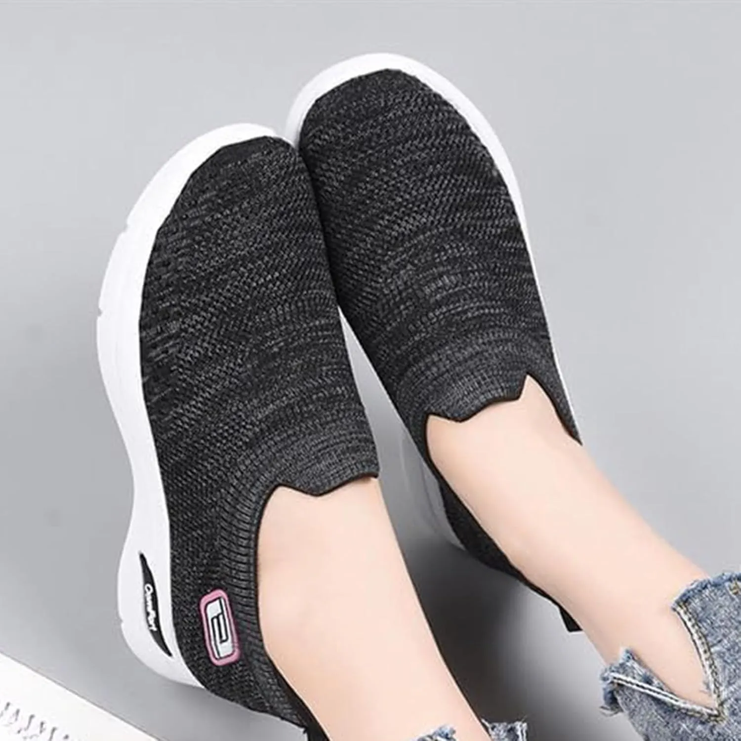 Best Walking Shoes for Women Breathable Knit Slip On Sneakers with Arch Support Lightweight Comfort Soft Cushion Available Shoes for Outdoor Sport Travel Hiking