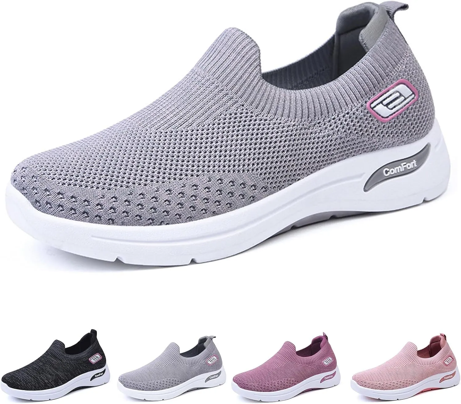 Best Walking Shoes for Women Breathable Knit Slip On Sneakers with Arch Support Lightweight Comfort Soft Cushion Available Shoes for Outdoor Sport Travel Hiking