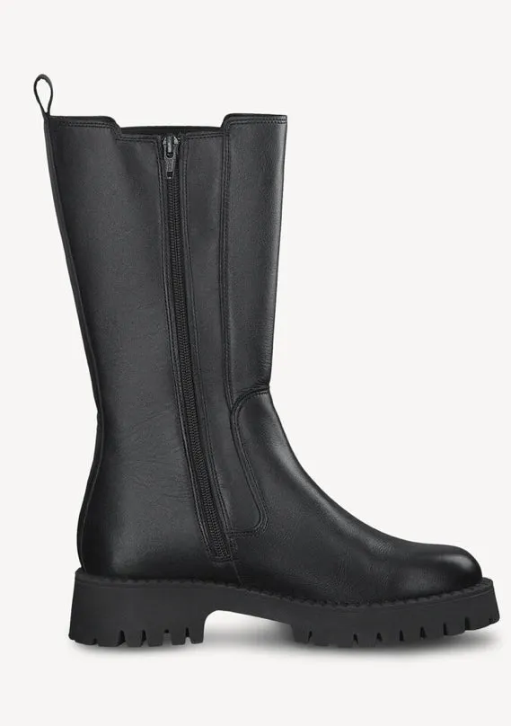 BLACK LONG LEATHER CHELSEA BOOT