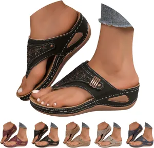 Black Mesh Orthopedic Sandals for Women, 2025 Women's Wide Width Flat Sandals with Arch Support, Wedge & Flip Flops, Casual Gladiator Sandals, Open Toe, Spring, Summer