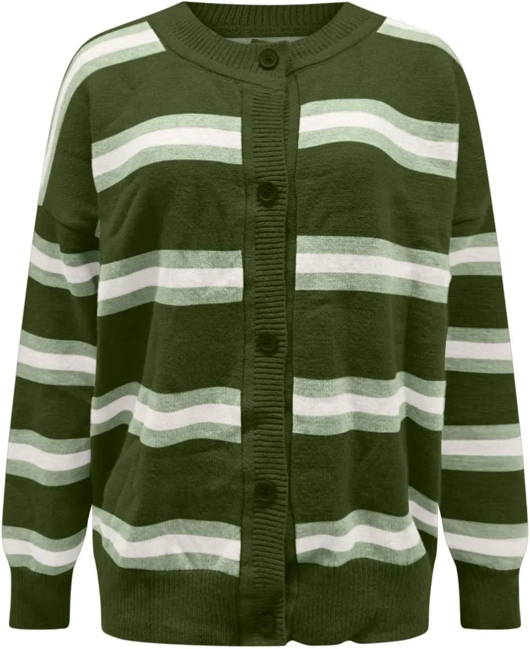 Blue Striped Cardigan for Women Button Up Long Sleeve Knit Sweater Casual Cozy Fall Cardigan for Everyday Wear