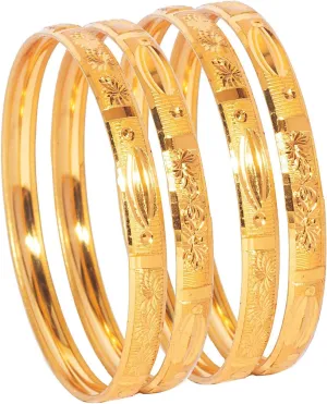 Bodha Traditional Indian Gold Plated Traditional Designer Bangles for Women (Pack of 4)