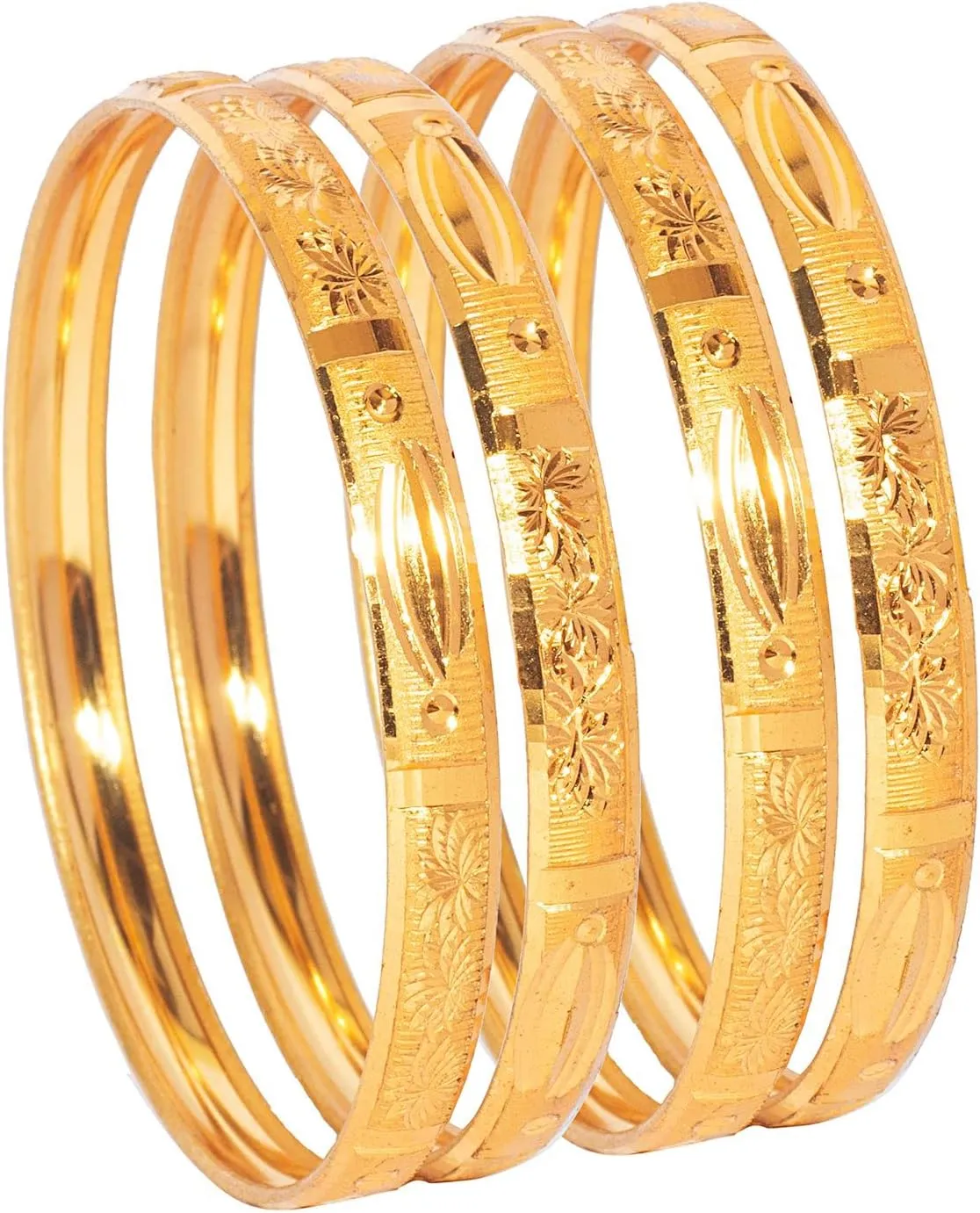 Bodha Traditional Indian Gold Plated Traditional Designer Bangles for Women (Pack of 4)