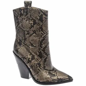 BRONZE REPTILE HEELED BOOT