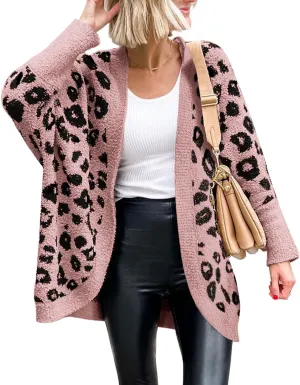 BTFBM Womens Cardigan Sweaters Long Sleeve Open Front Cardigans Fall Fashion Loose Knit Printed Outwear Spring Coats