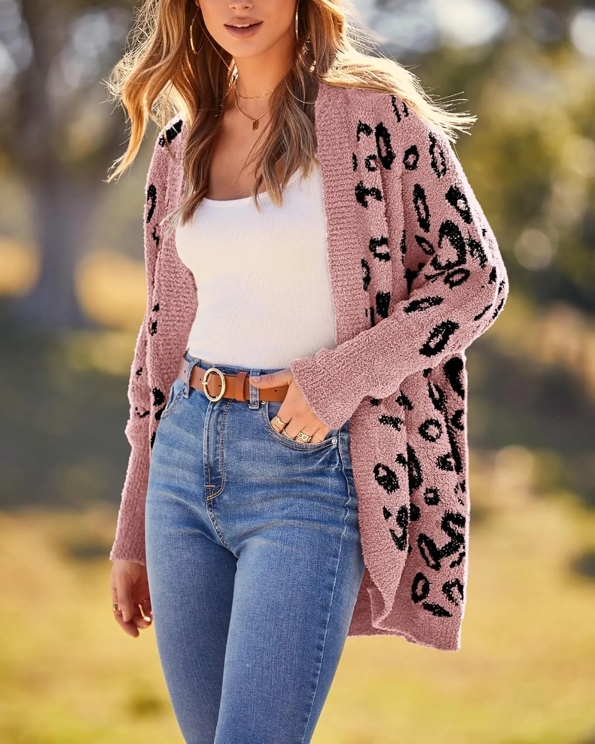 BTFBM Womens Cardigan Sweaters Long Sleeve Open Front Cardigans Fall Fashion Loose Knit Printed Outwear Spring Coats