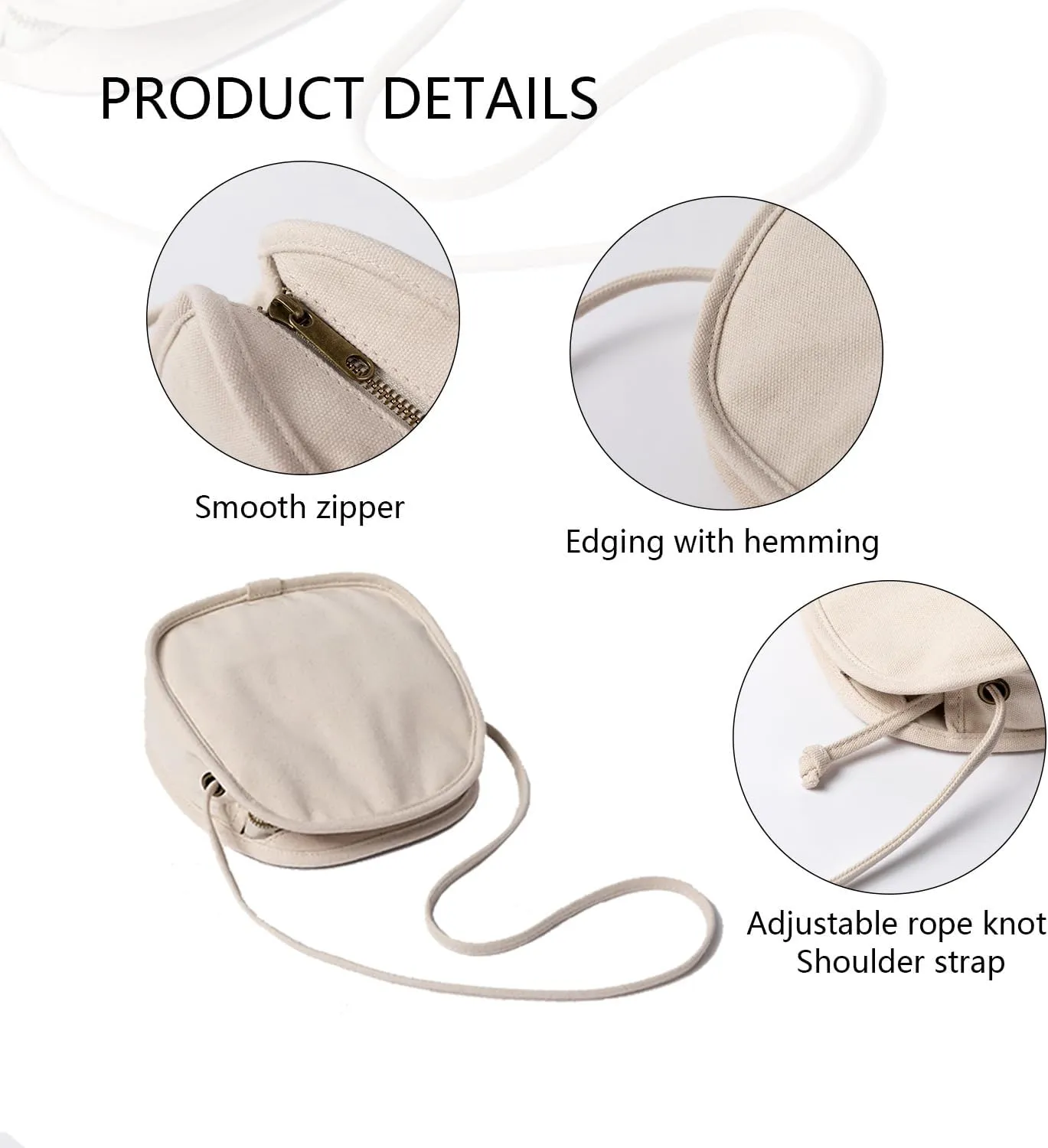 Canvas Small Round BagUnique Round Design Women's Crossbody Bags for Fashion and Large Capacity