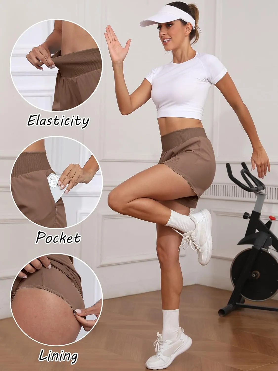 Caracilia Women Athletic Shorts High Waist Workout Running Hiking Gym Shorts Summer Trendy Outfits 2025