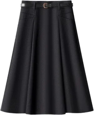 Casual Denim High-Waisted A-Line Midi Skirt for Women  Slimming Flowing Drape, Chic & Elegant Umbrella Skirt for Spring