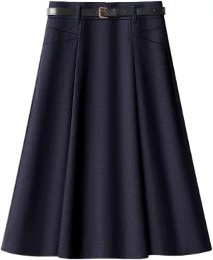 Casual Denim High-Waisted A-Line Midi Skirt for Women  Slimming Flowing Drape, Chic & Elegant Umbrella Skirt for Spring