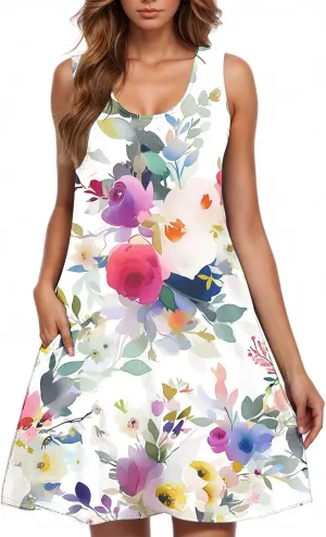 Casual Summer Dress Floral Boho Beach Dress V Neck Ruffle Dress Holiday Party Dresses for Women 2025