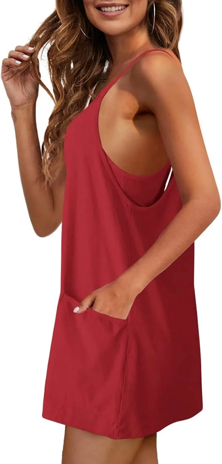 Ceboyel Short Summer Dress for Women Strappy Athletic Romper Hot Shot Mini Dress Workout Onesie Outfits With Pockes 2024