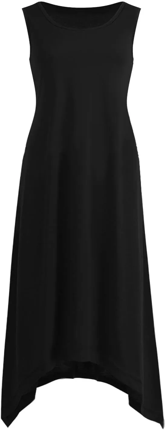 Ceboyel Womens 2024 Casual Summer Sundresses Flowy Sleeveless Tank Dresses Handkerchief Hem Dress Beach Vacation Outfits