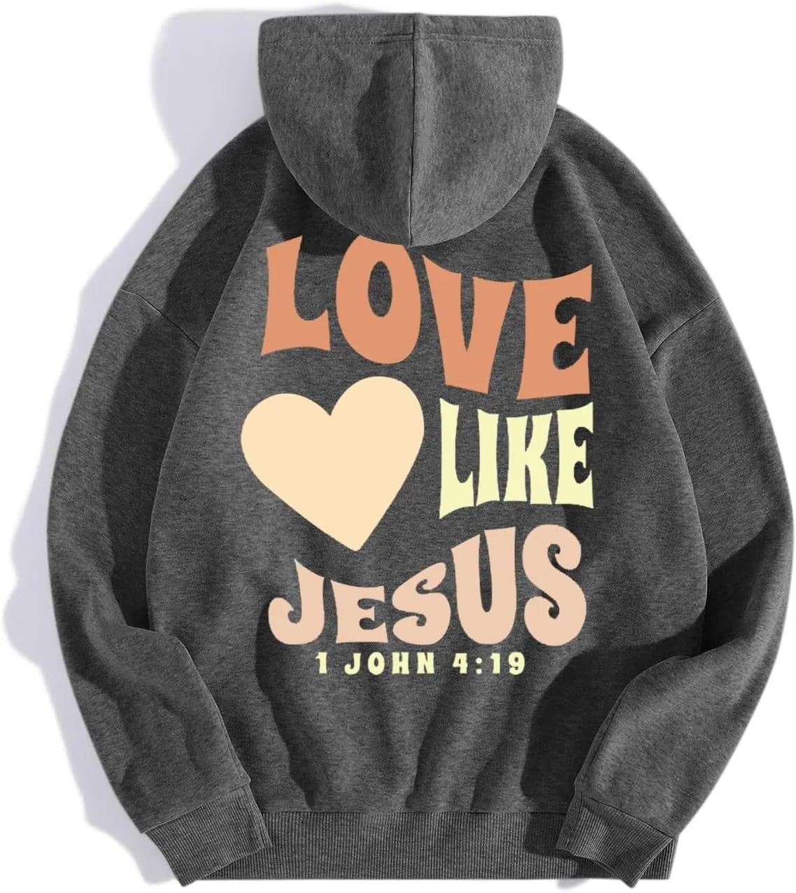 Christian Hoodies for Women Bible Verse Jesus Loves You Letter Graphic Oversized Long Sleeve Pockets Drawstring Sweatshirts