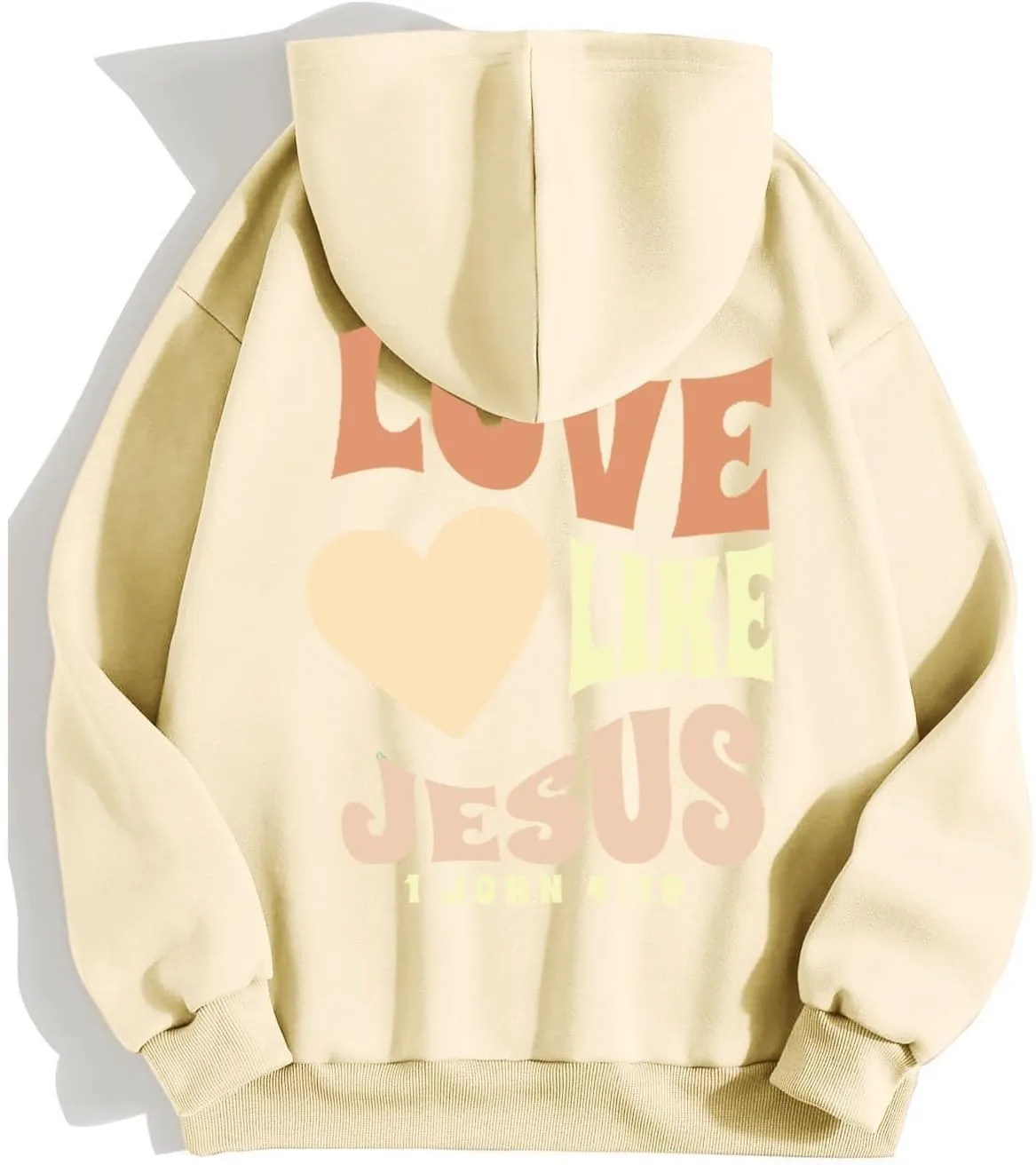Christian Hoodies for Women Bible Verse Jesus Loves You Letter Graphic Oversized Long Sleeve Pockets Drawstring Sweatshirts