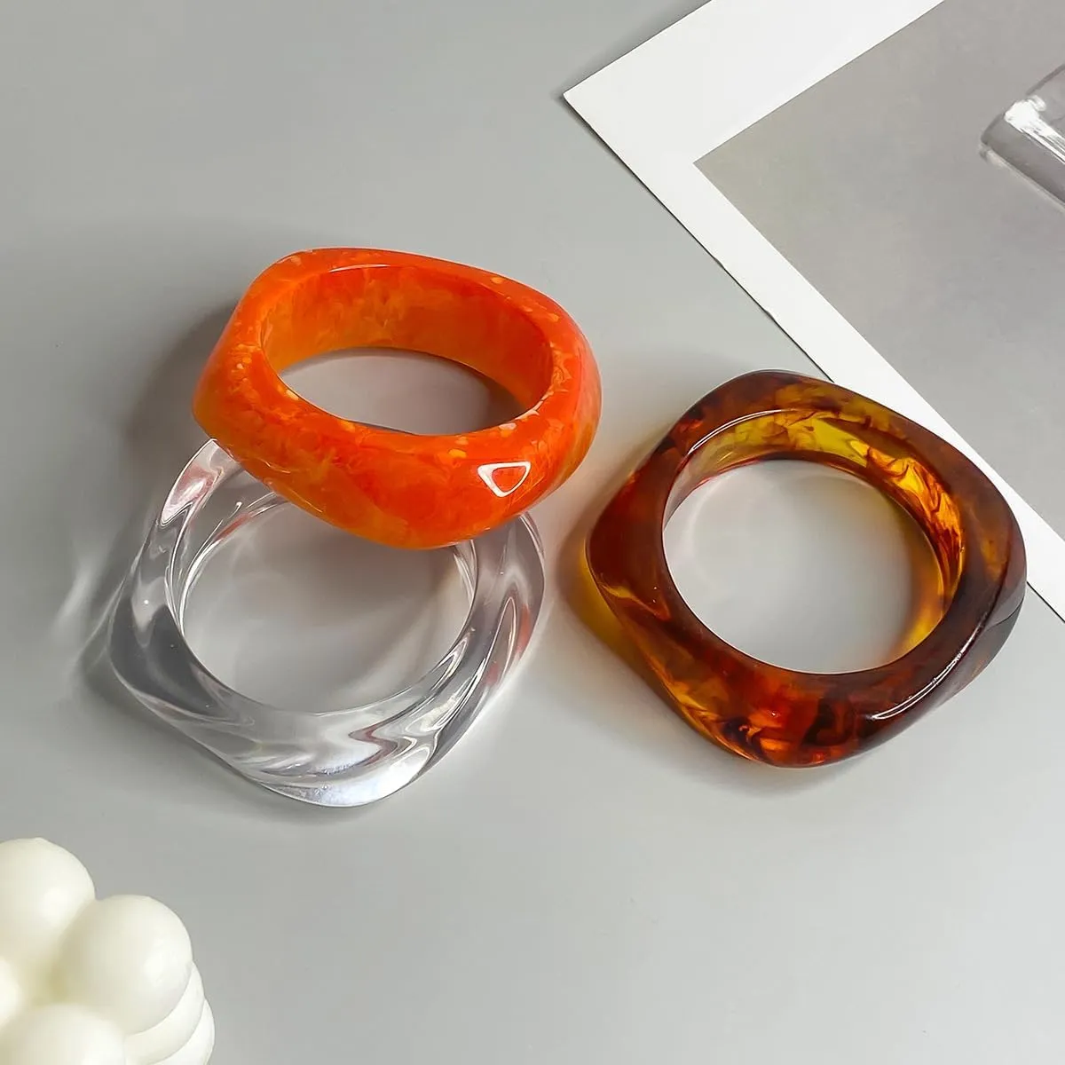Chunky Acrylic Resin Bracelet for Women Boho Irregular Statement Bracelet Vintage Wide Geometric Bangle Bracelet