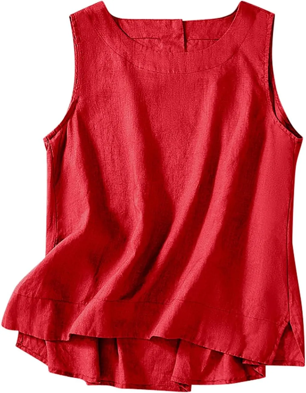 Cotton Linen Tank Tops for Women Summer Vacation Lounge Tops Loose Fit Sleeveless Scoop Neck Shirts Beach Tees Vests