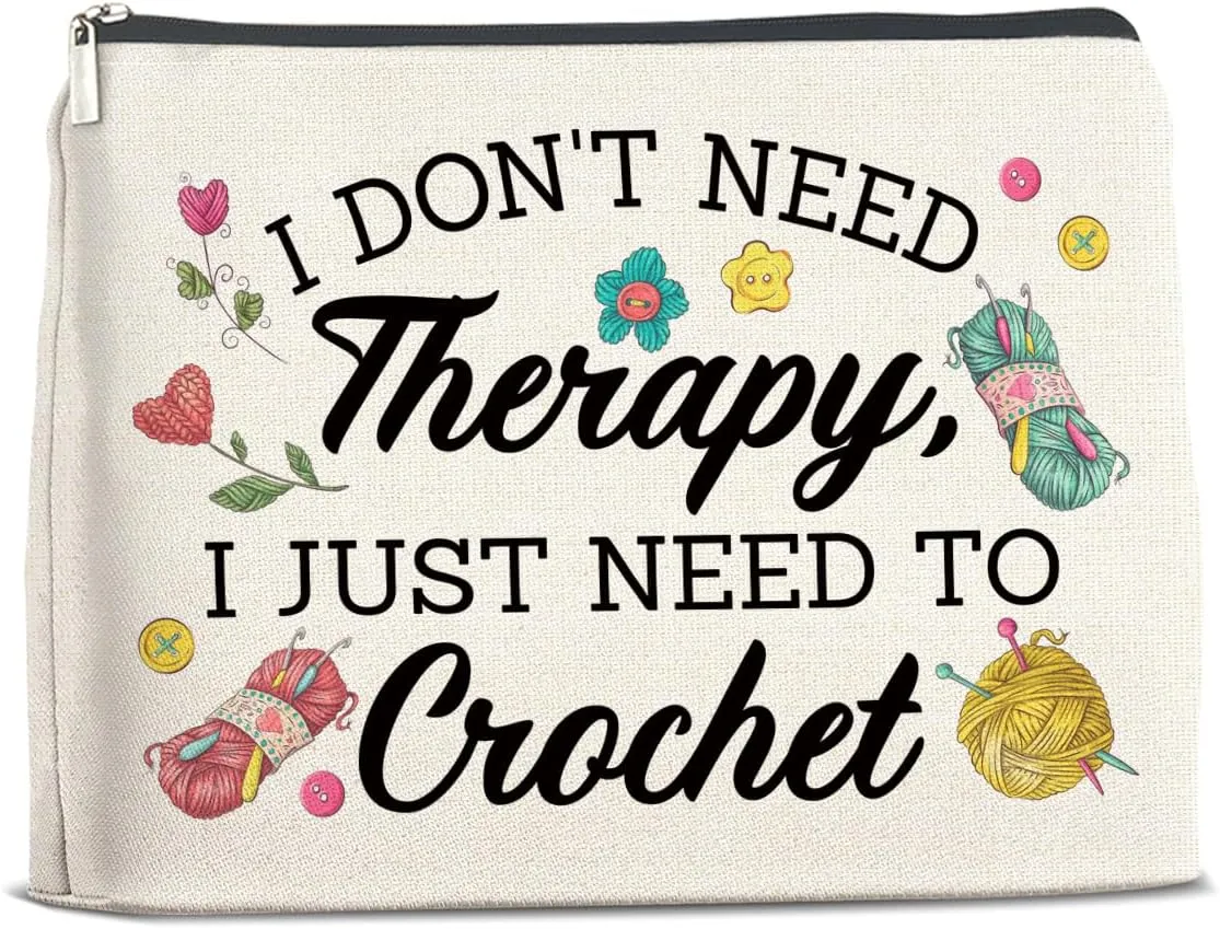 Crochet Gifts Makeup Bag Funny, Crochet Gifts for Women Crocheters Crochet Lover, Crochet Knitting Gifts Cosmetic Bag Zipper Makeup Pouch