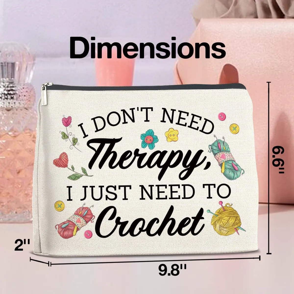 Crochet Gifts Makeup Bag Funny, Crochet Gifts for Women Crocheters Crochet Lover, Crochet Knitting Gifts Cosmetic Bag Zipper Makeup Pouch