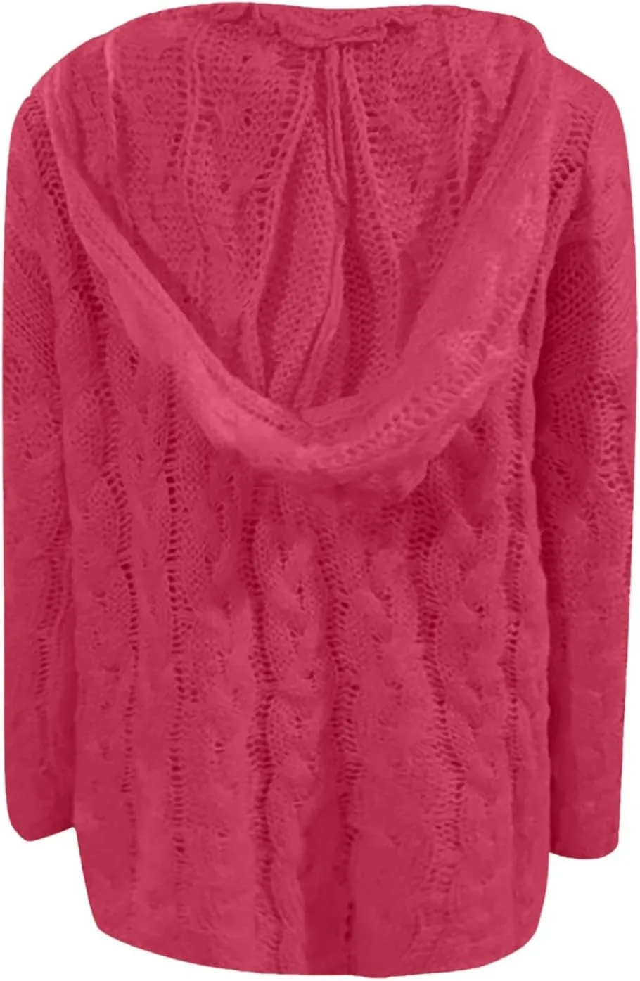 Crochet Sweaters for Women Cable Knit Hooded Sweater Plain Oversized Pullover Cozy Warm Chunky Sweaters