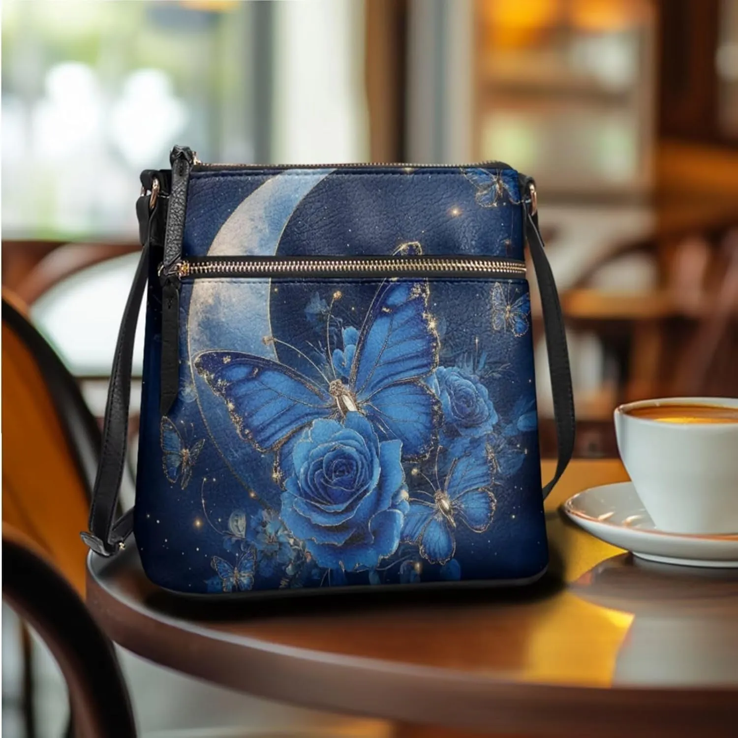 Crossbody Purse Leather Shoulder Bag for Women Work Travel Messneger Bag with Wristlet Wallet Set of 2